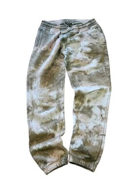 TALENTLESS Men’s Tie Dye Sweatpants Joggers Green Khaki Fleece Pants Size S / M